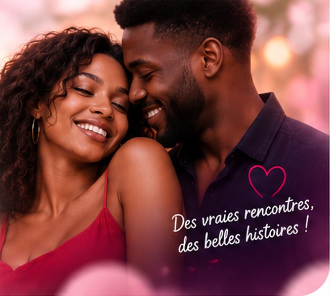 Un couple heureux enlacé — Des vraies rencontres, des belles histoires !